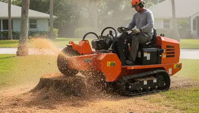 Professional stump grinding removing tree stumps in Clearwater Beach, FL by St. Petersburg tree service experts