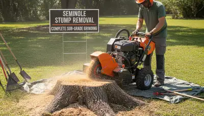 Stump grinding service removing tree stumps in Seminole, FL by professional tree removal experts