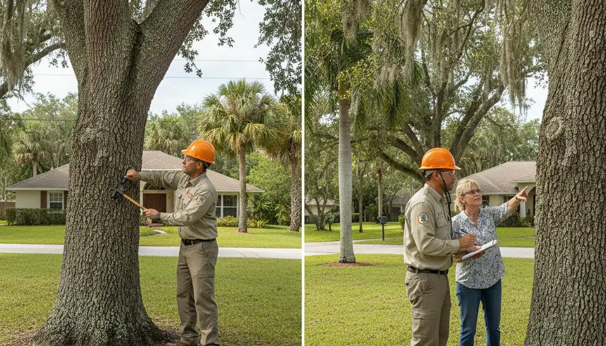 Certified arborist performing tree health assessment for Seminole homeowners near Saint Petersburg FL
