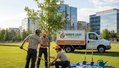 Arborist planting a young tree in Saint Petersburg, FL yard for Chop Chop Tree service