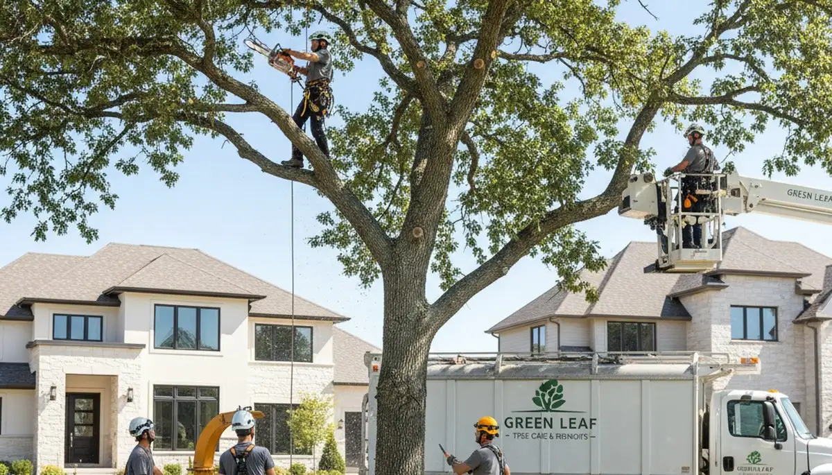 Arborist pruning palm tree for storm safety in Saint Petersburg, FL yard