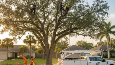 Professional tree removal crew servicing Saint Petersburg FL residential property safely