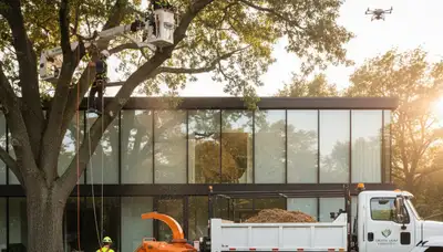 Arborist trimming palm tree in Saint Petersburg FL for Chop Chop Tree professional tree care service
