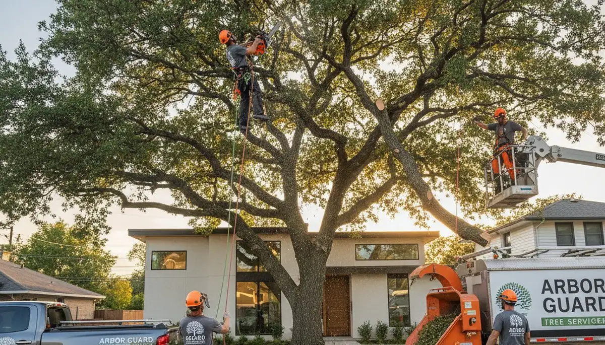 Arborist trimming palm tree near home in Saint Petersburg, FL for Chop Chop Tree service
