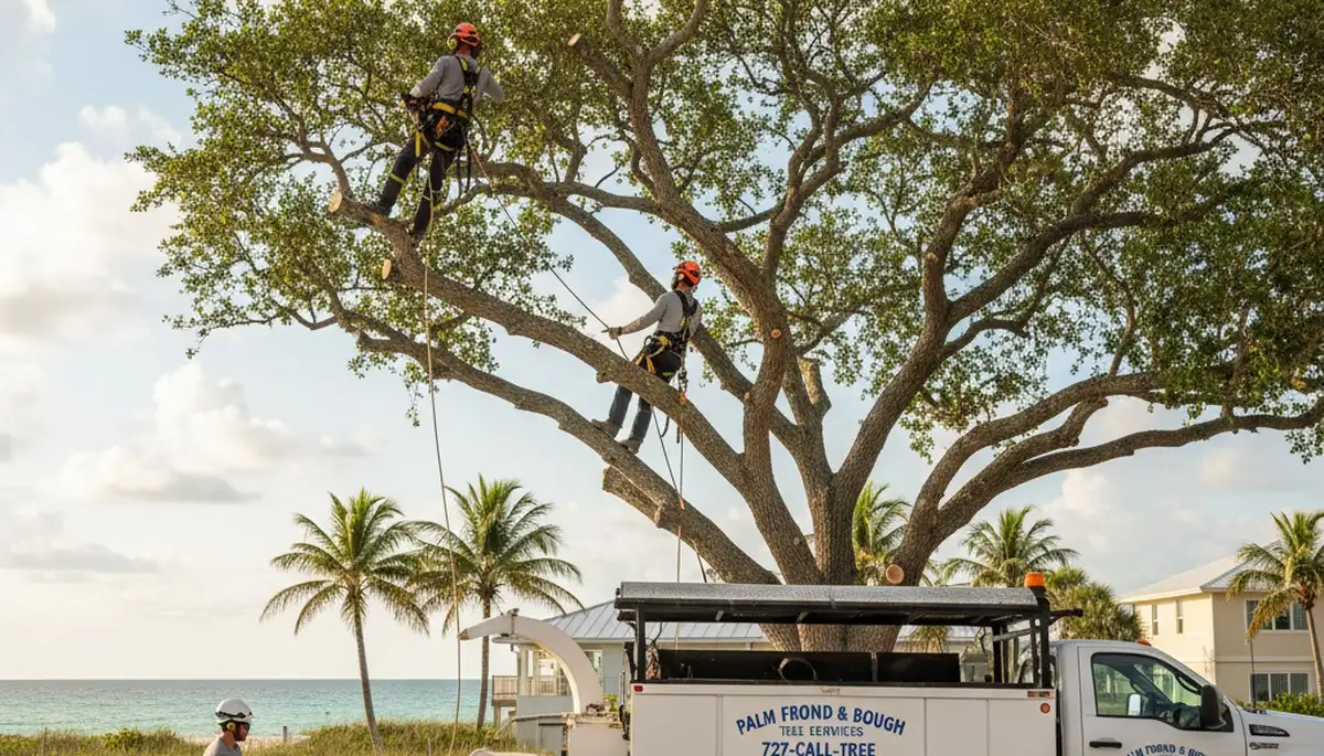Professional tree removal service in Saint Petersburg FL safely cutting large oak branches