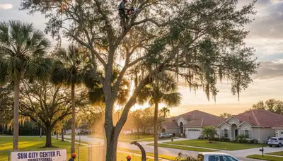 Professional tree removal service in Saint Petersburg FL clearing large oak safely