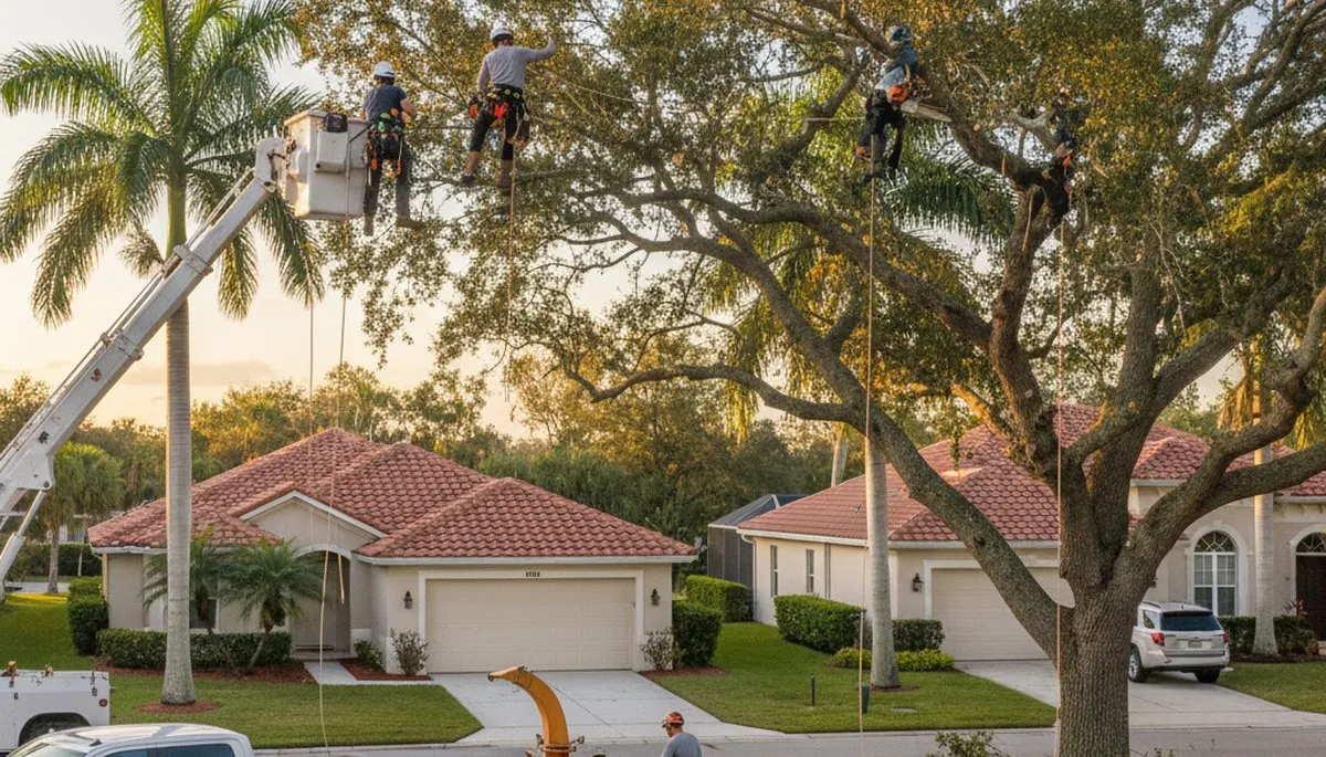 Professional tree removal service in Saint Petersburg, FL safely clearing large oak tree