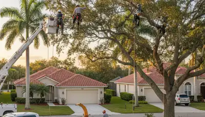 Professional tree removal service in Saint Petersburg, FL safely clearing large oak tree